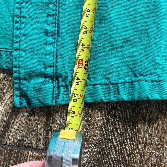 Sundance Denim green/teal Open Front Long Denim Coat Duster Size L - Picture 4 of 5